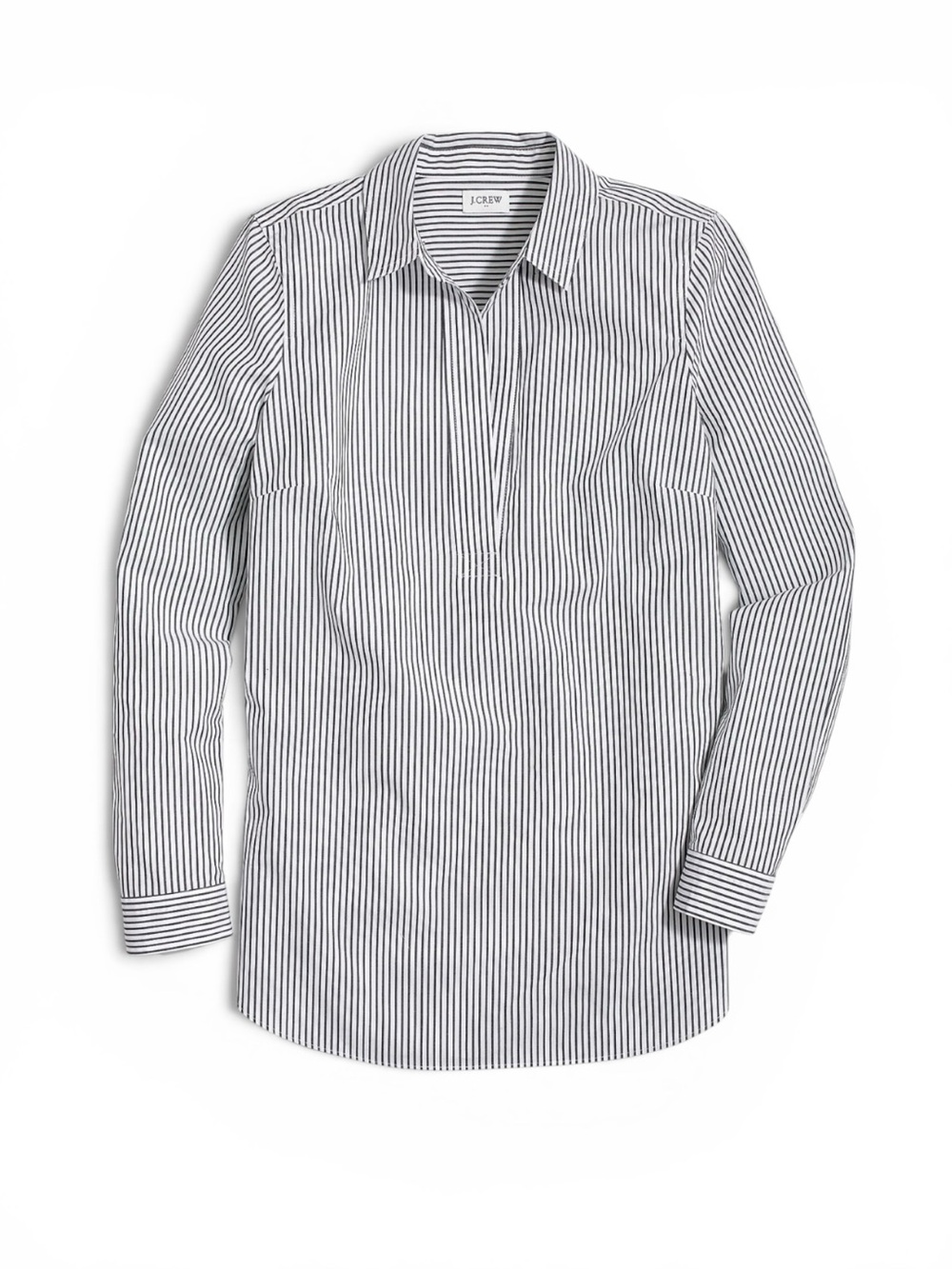 J Crew Popover Shirt White Black Striped AD374 SMALL Summer 2020 Preppy Tunic